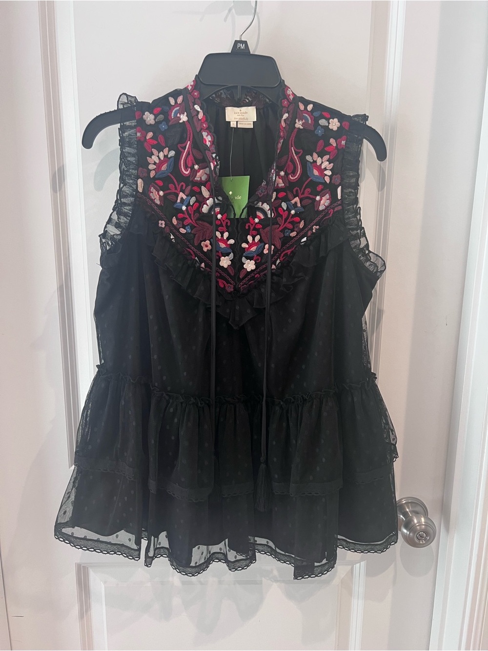 NWT Kate Spade New York Embroidered Peplum Top Size Large